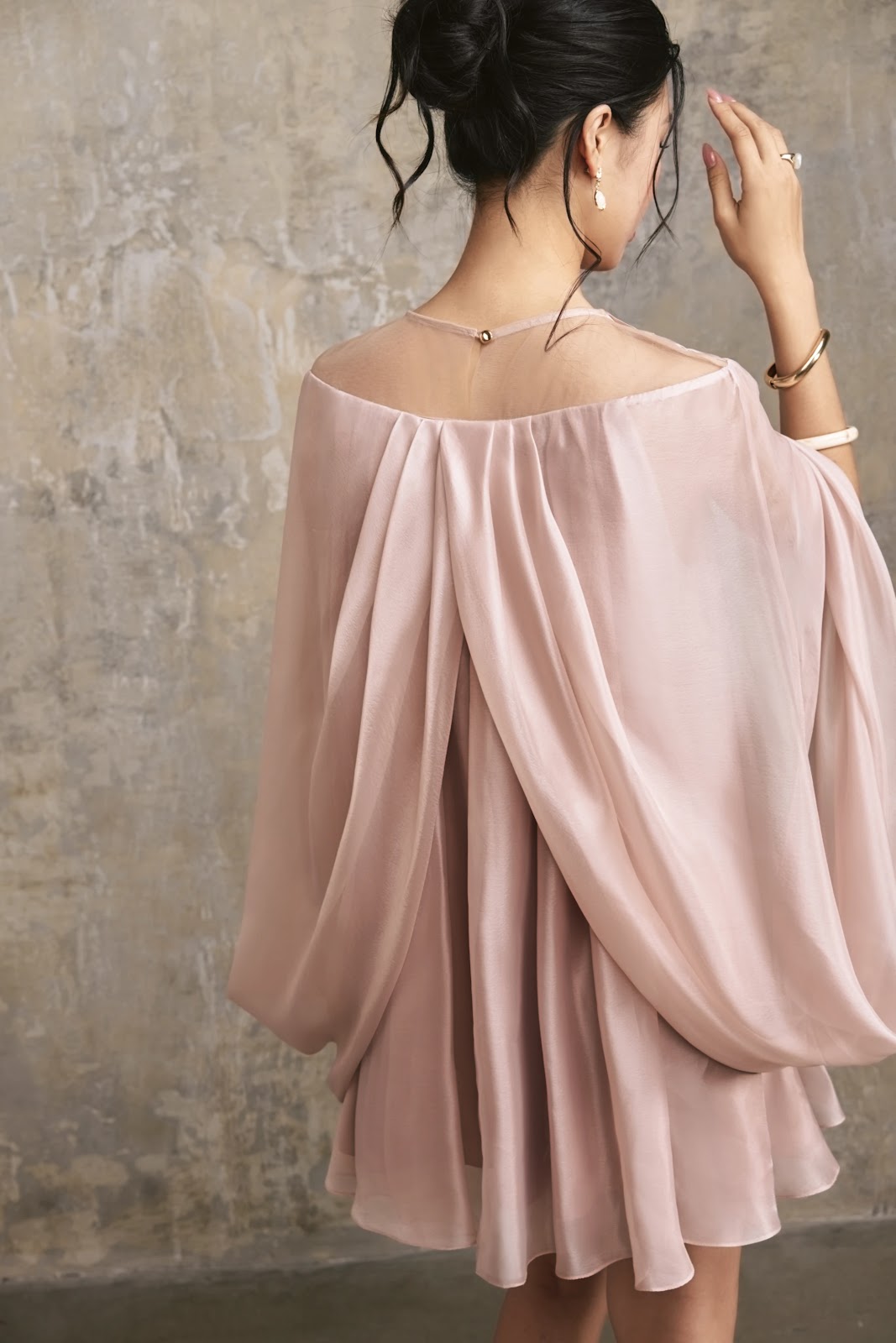 Cape Sleeve Lattice Neck Mini Dress - Image 5