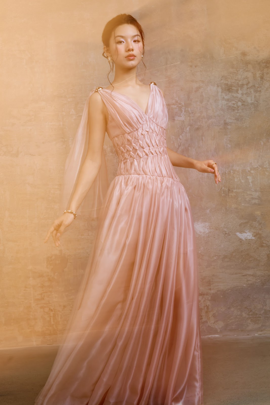 Cape Sleeve Smocked Waist Maxi Dress - Image 5