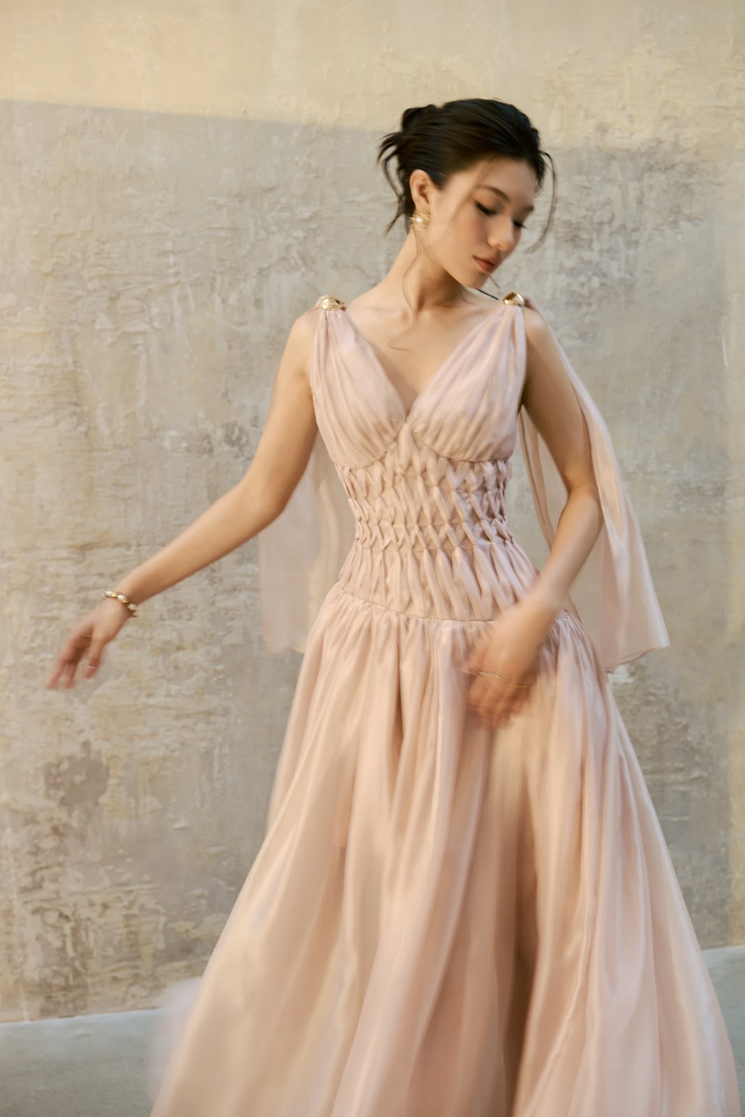 Cape Sleeve Smocked Waist Maxi Dress - Image 8