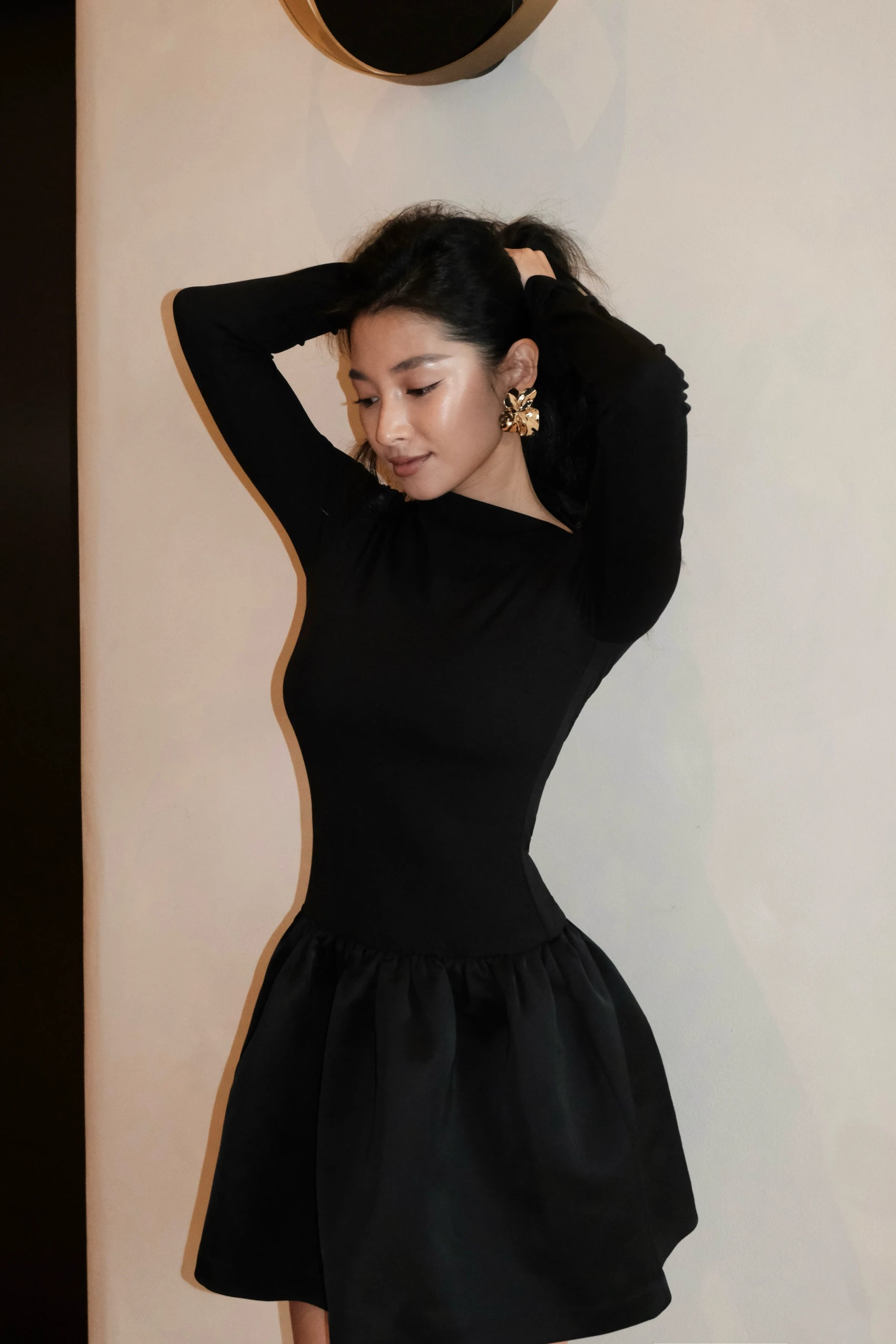 Long-Sleeve Structured Mini Dress