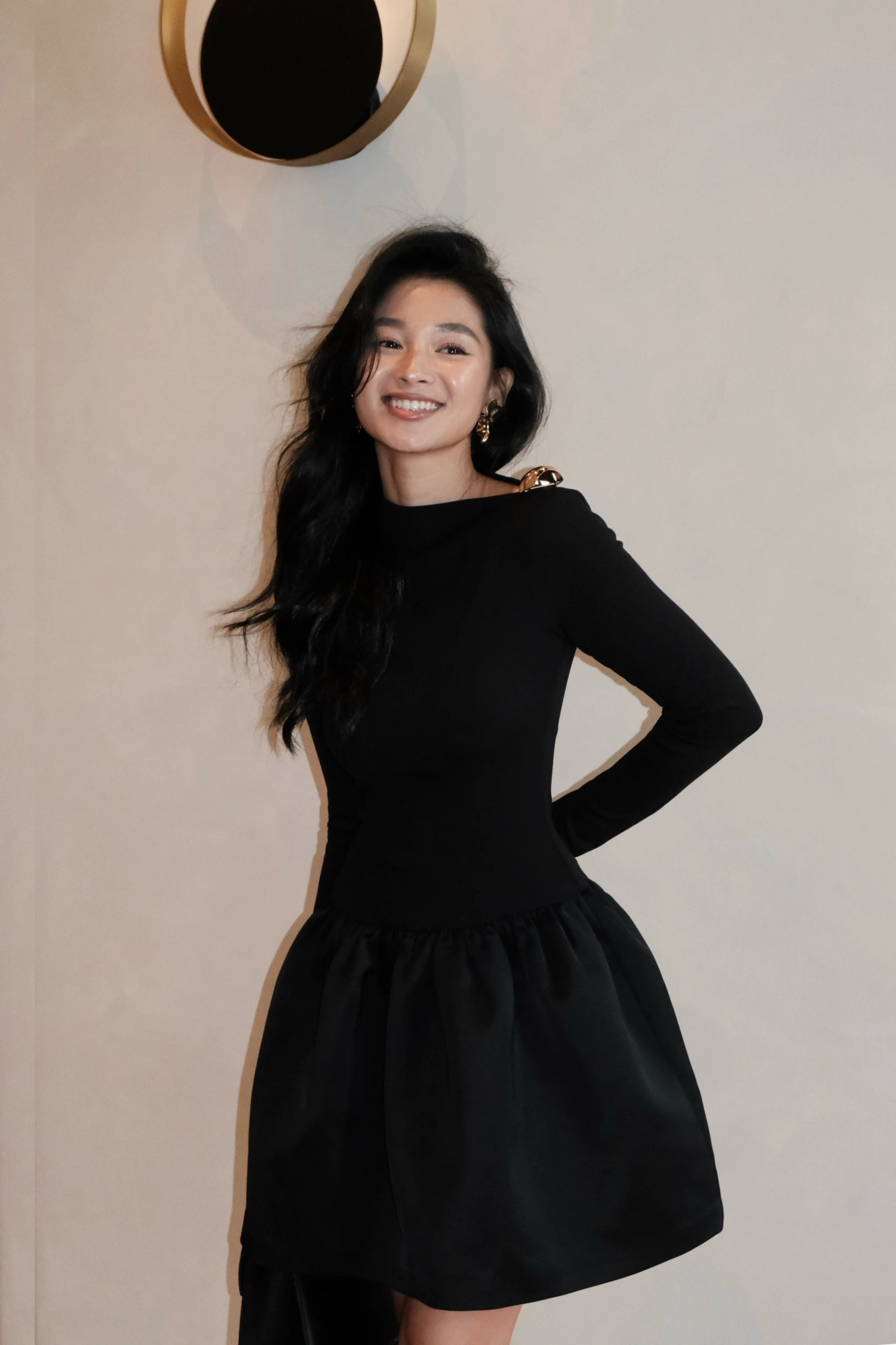 Long-Sleeve Structured Mini Dress