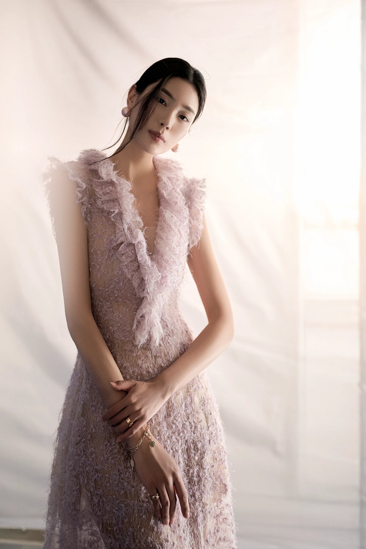 Flared Fringe Lace Dress