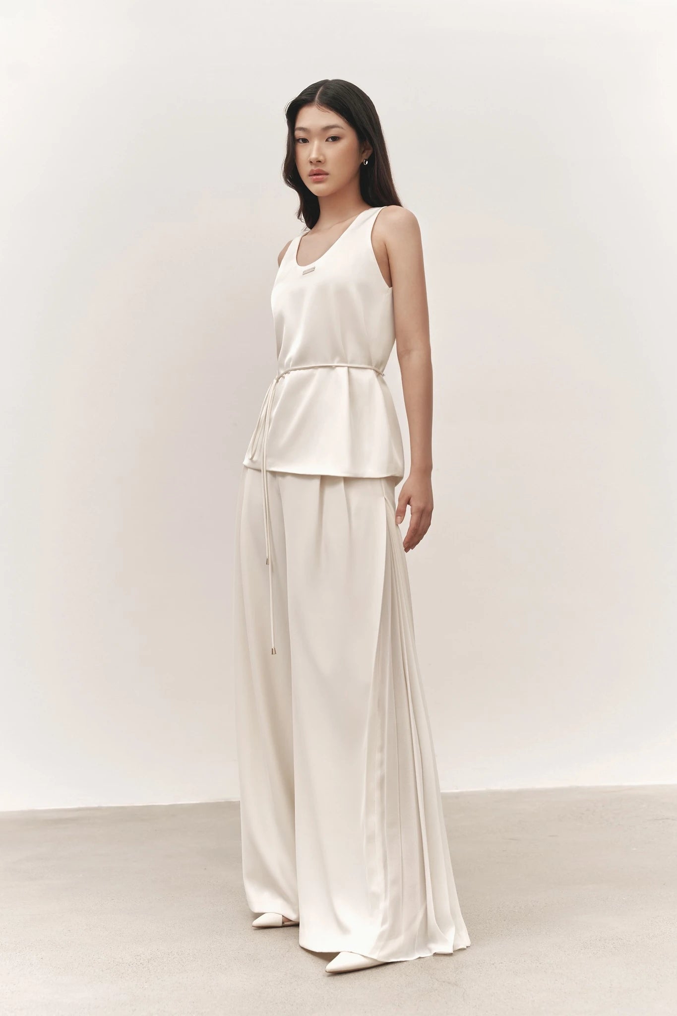 Satin Tank and Wide-Leg Trouser Set
