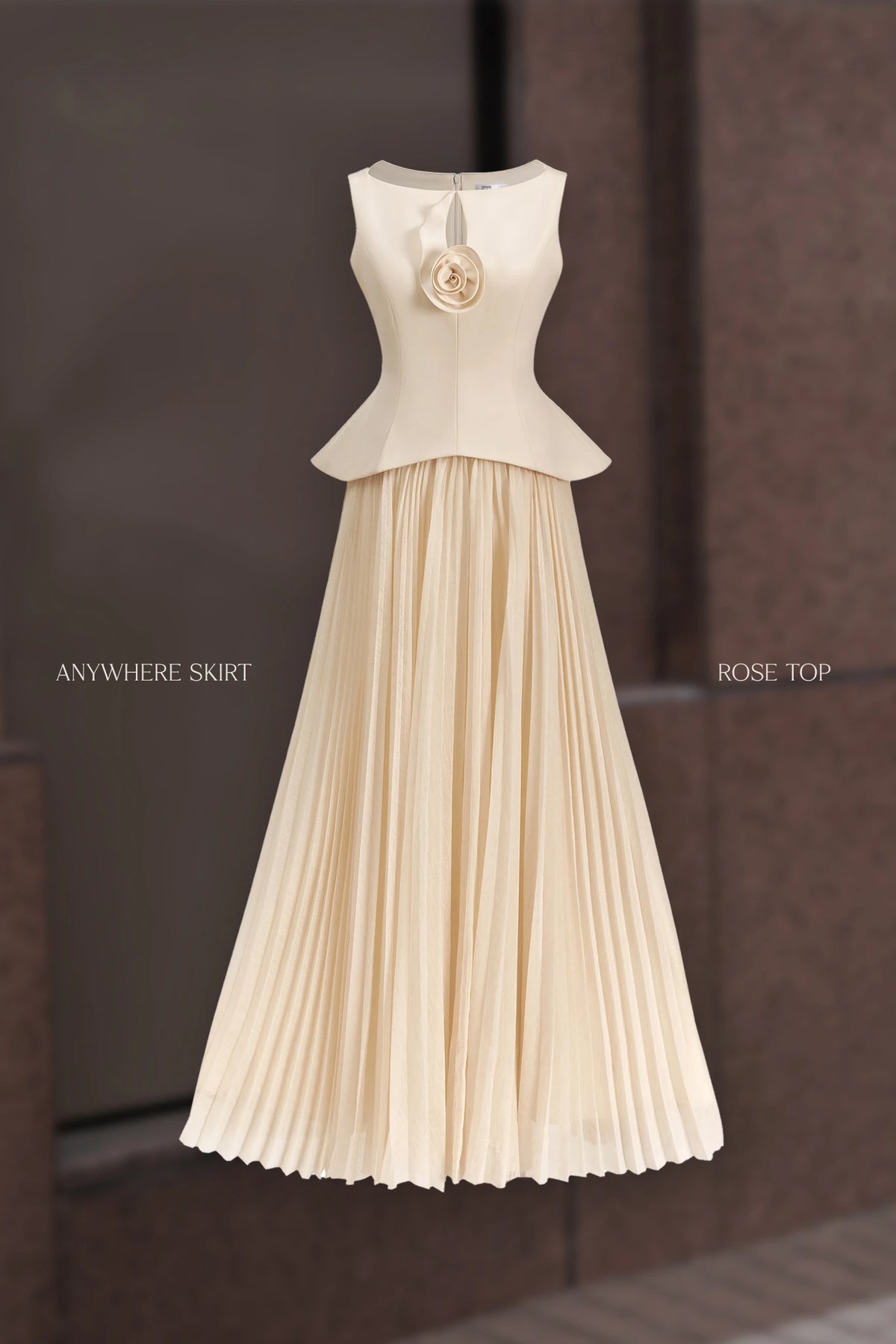 Tweed Top and Pleated Chiffon Skirt Set