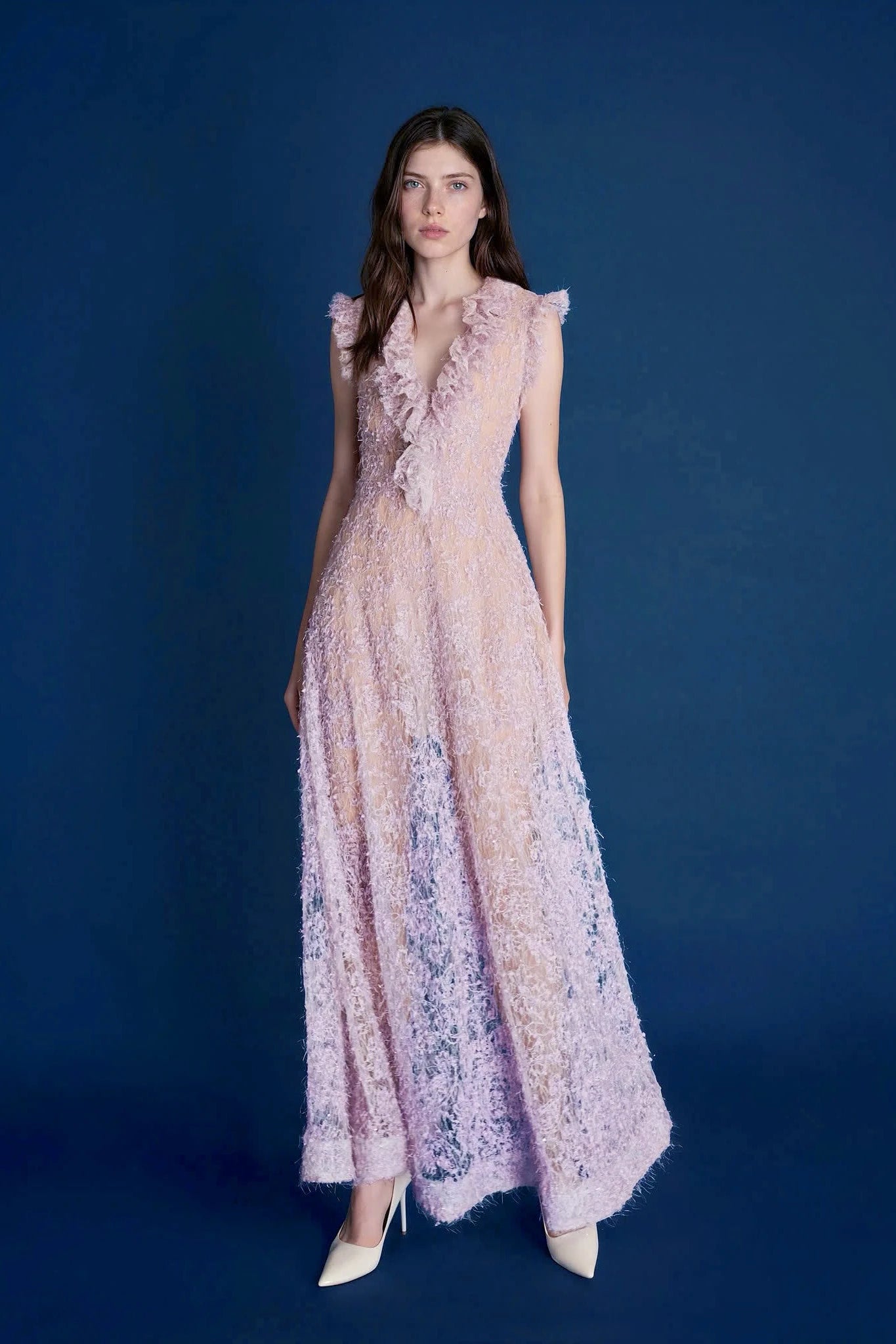 Flared Fringe Lace Dress