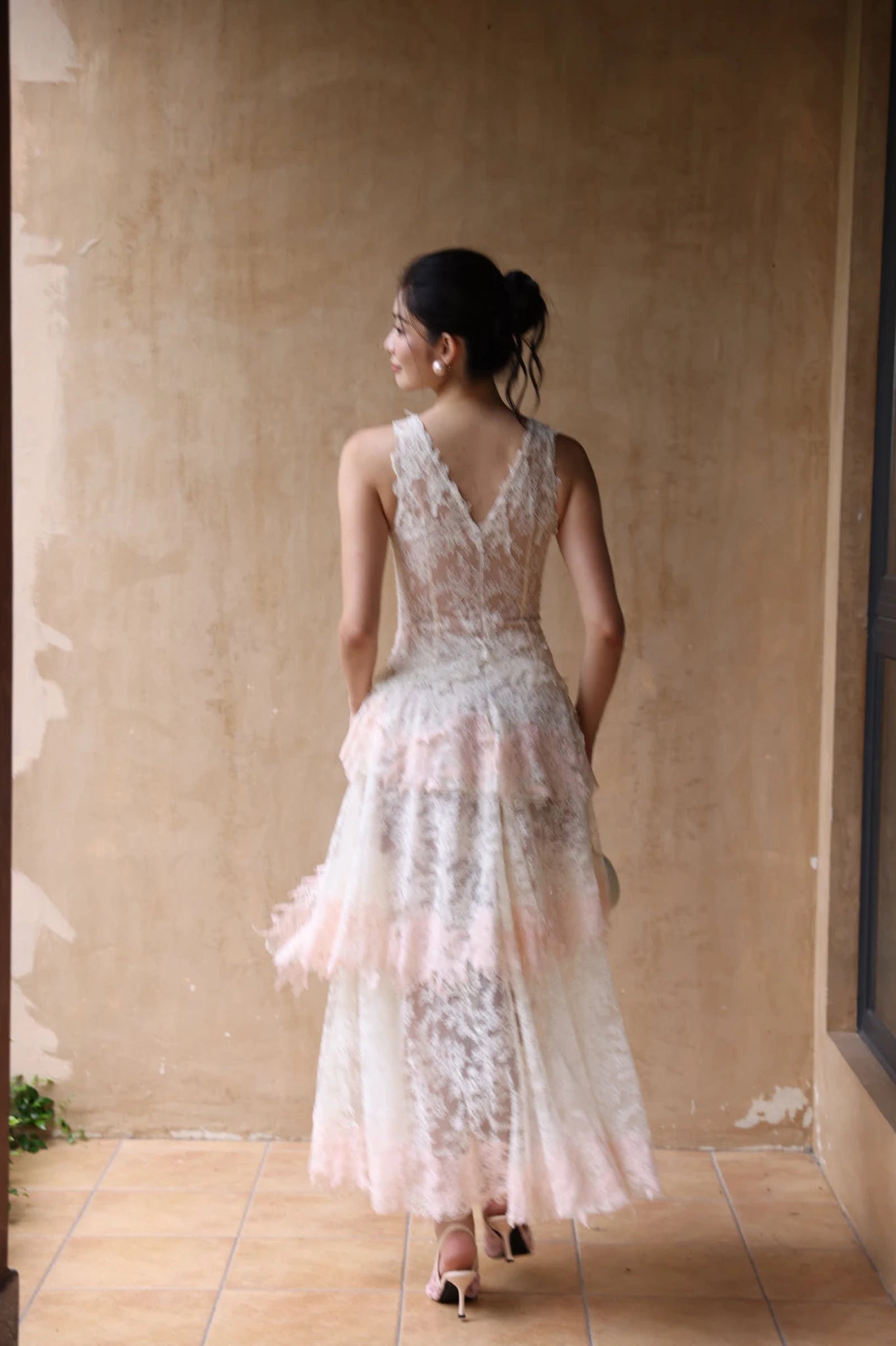 Rosé Lace Maxi Dress