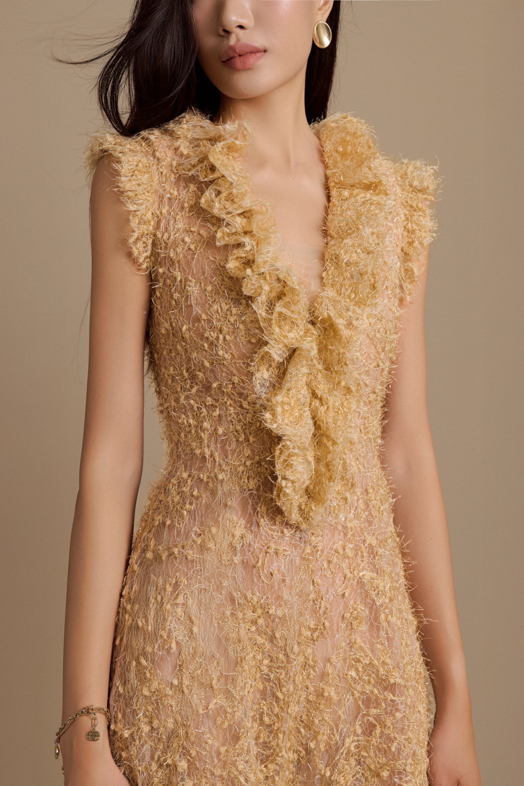 Flared Fringe Lace Dress