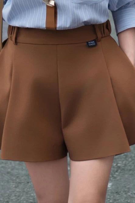 Pinstripe Shirt and Flared Shorts Set