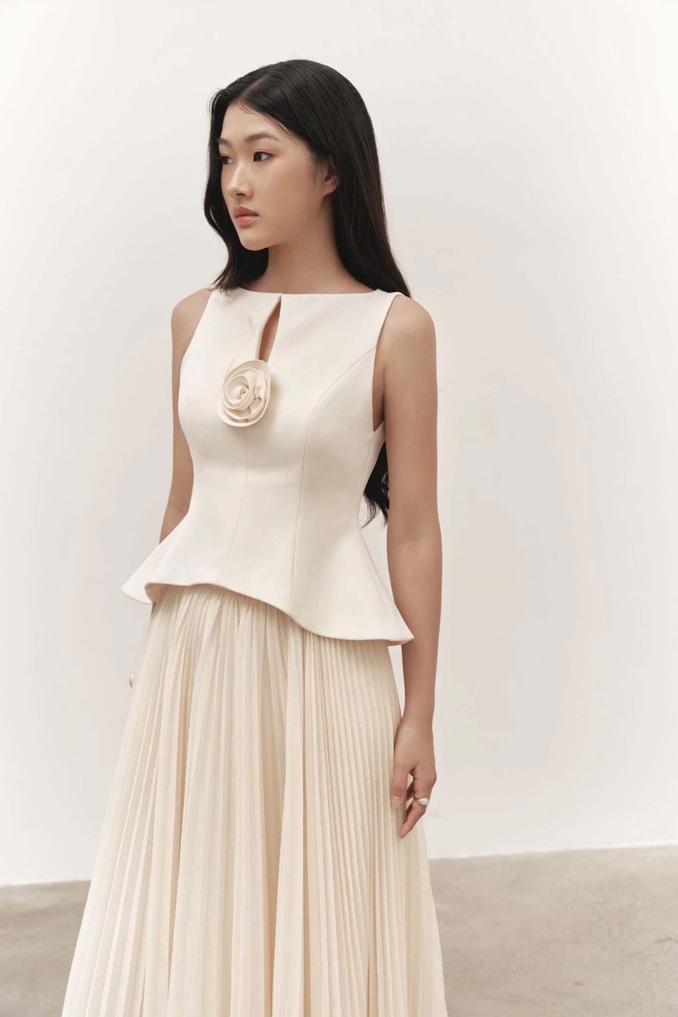 Tweed Top and Pleated Chiffon Skirt Set