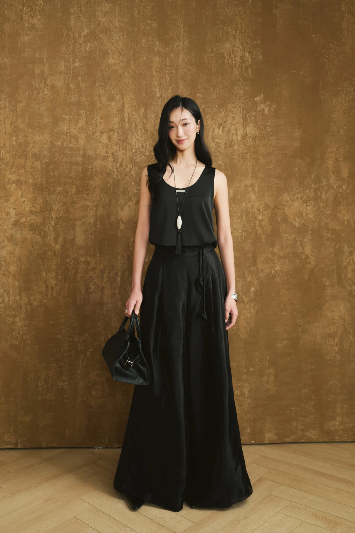 Silk Satin Top and Wide-Leg Trouser Set