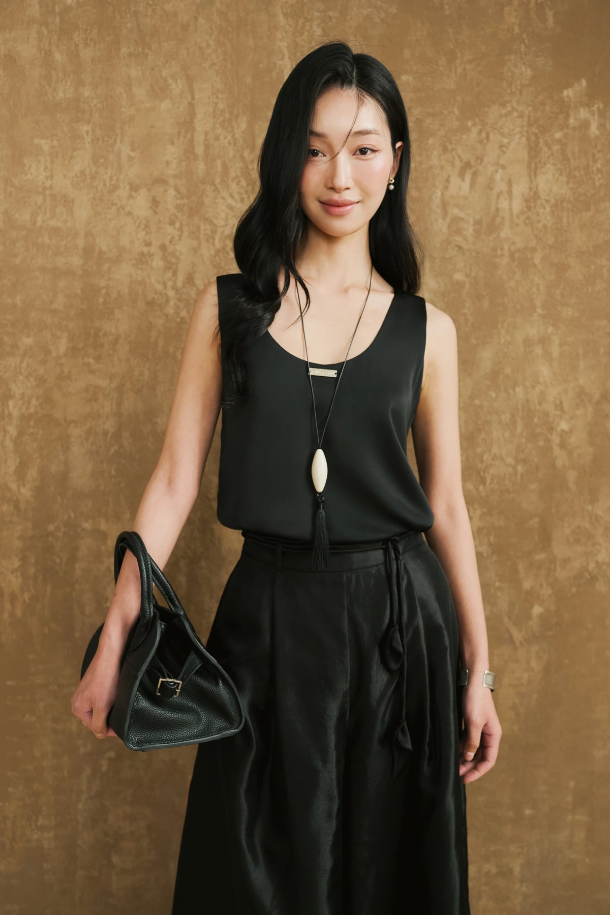 Silk Satin Top and Wide-Leg Trouser Set